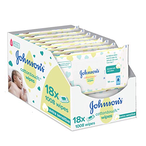 JOHNSON'S Cottontouch Extra Sensitive Wipes 1008 ct (56x18) ÃÂÃÂ Blended with Real Cotton ÃÂÃÂ pH Balanced for Delicate Skin